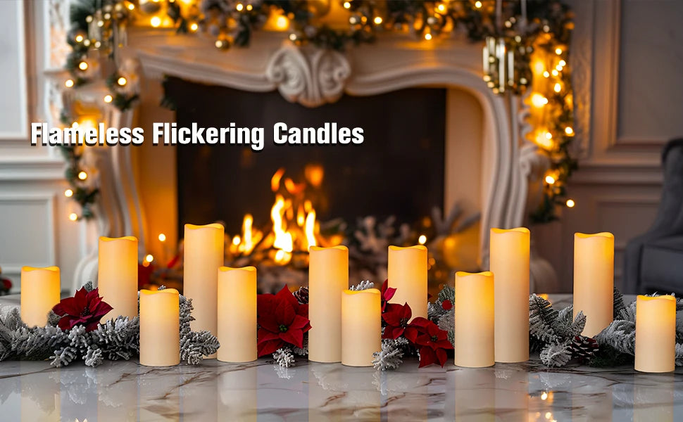 180-9Pcs Artificial Candles LED Flameless Candles for Wedding Led Candle Pillar Candles Flickering Candle for Decorative Concert