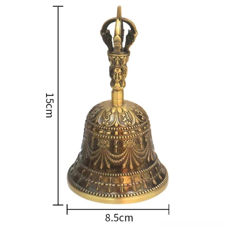 Tibetan Vajra Bell Brass Three Strand Chime Bell Zen Temples Buddhist Handheld Wind Chimes Portable Meditation Decoration Bells
