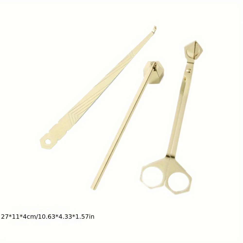4 Piece Wick Trimmer Snuffer Kit Candle Differ Tray Golden Retro Candlestick Scented Candle Accessories Supplies Craft Ornaments