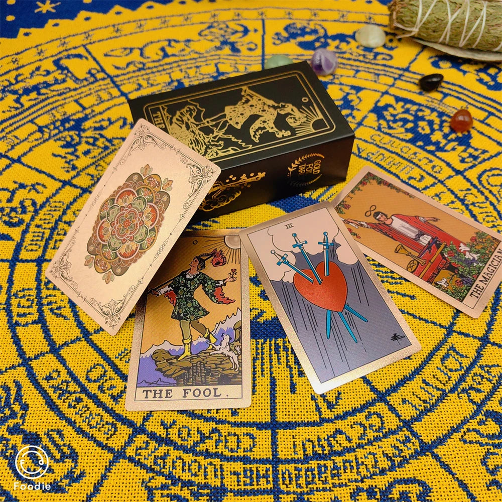 New Plastic Rider Waite Tarot Hot Stamping Gold Foil Tarot Exquisite Board Game Divination Cards For Collection