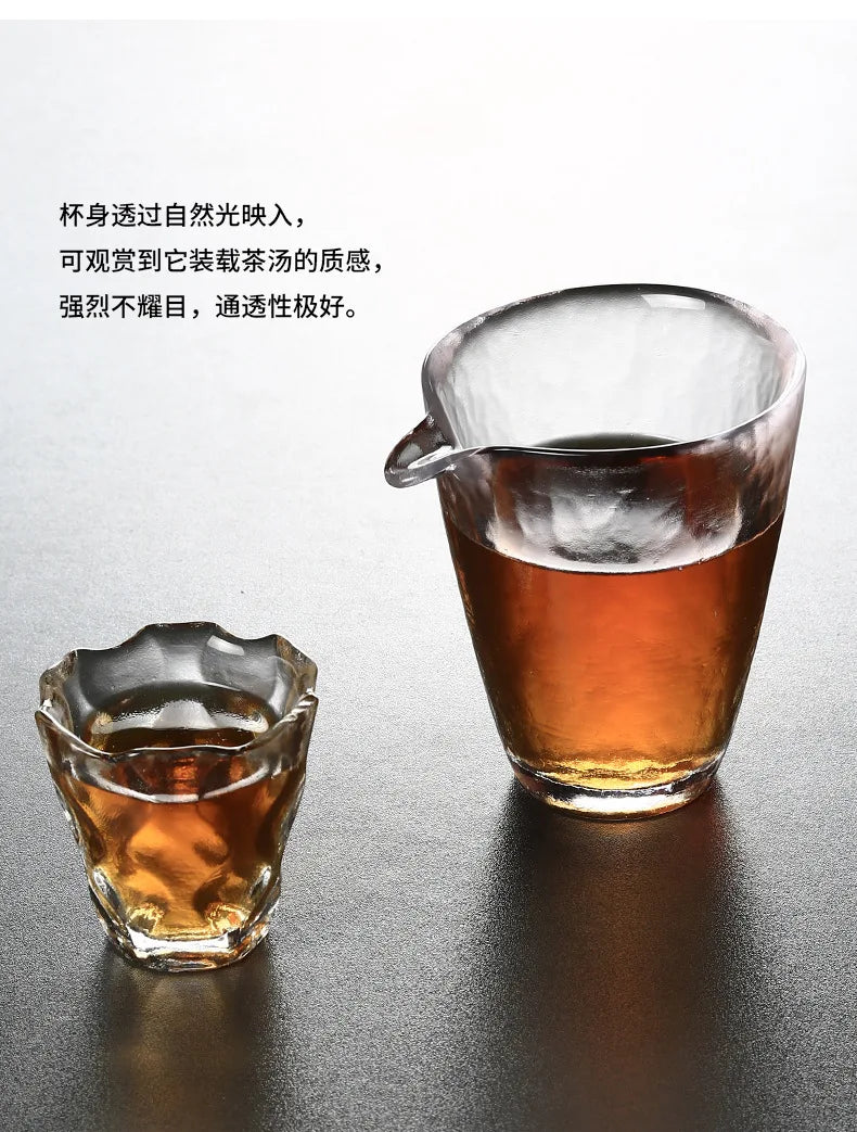 Tea Cup Japanese Style Hammered Pattern Master Cup Small Thickened Glass Cup Personal Handmade Single Cup Kung Fu Tea Set