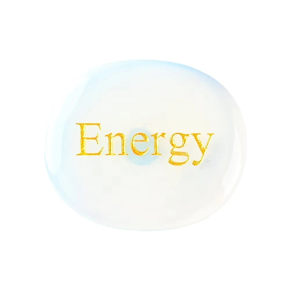 Crystal Worry Stone Double Plane Shaped Piece Inspirational Palm Stone, Engraved With Words To Relieve Worries Jade Energy Stone