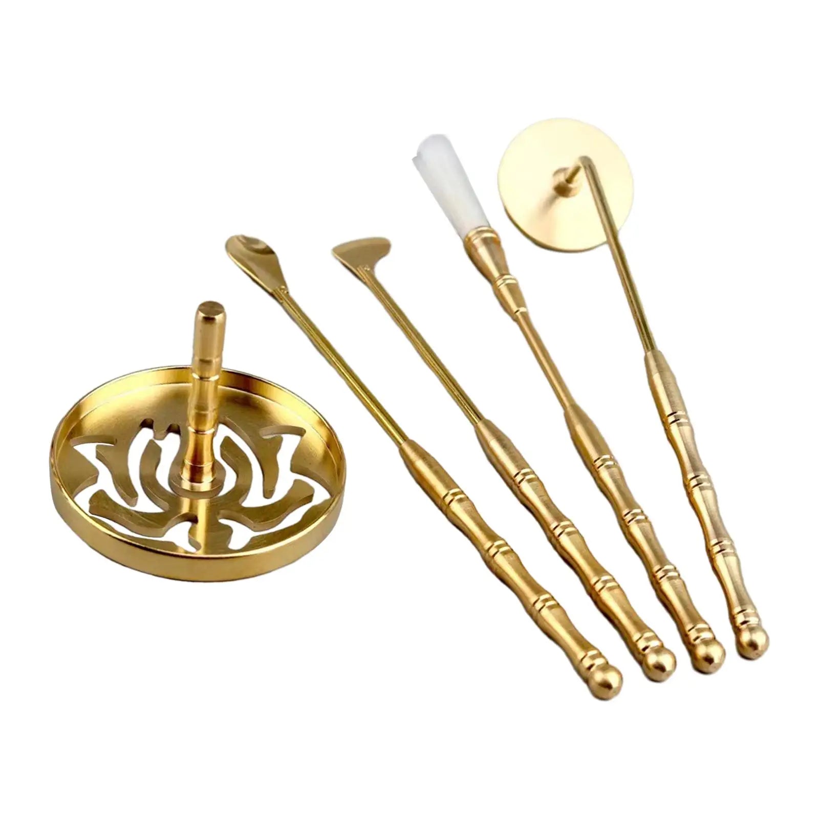 5Pcs Brass Incense Making Set DIY Fragrance Incense Ash Press Chinese Incense Ceremony Set for Yoga Meditation Holidays