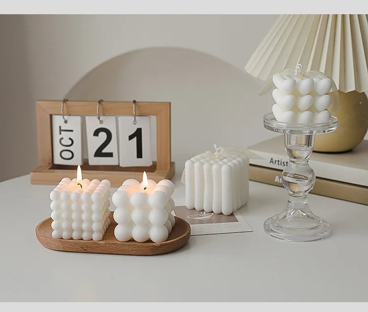 3D Bubble Cube Scented Candle Home Decoration Handmade Candles Wedding Birthday Candles Room Decor Props for Photos  Ins Style