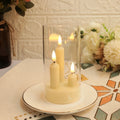 3in1 Flameless Taper Short Candles with Acrylic Lampshade Battery Operated LED Pillar Flickering Candles for Wedding Halloween