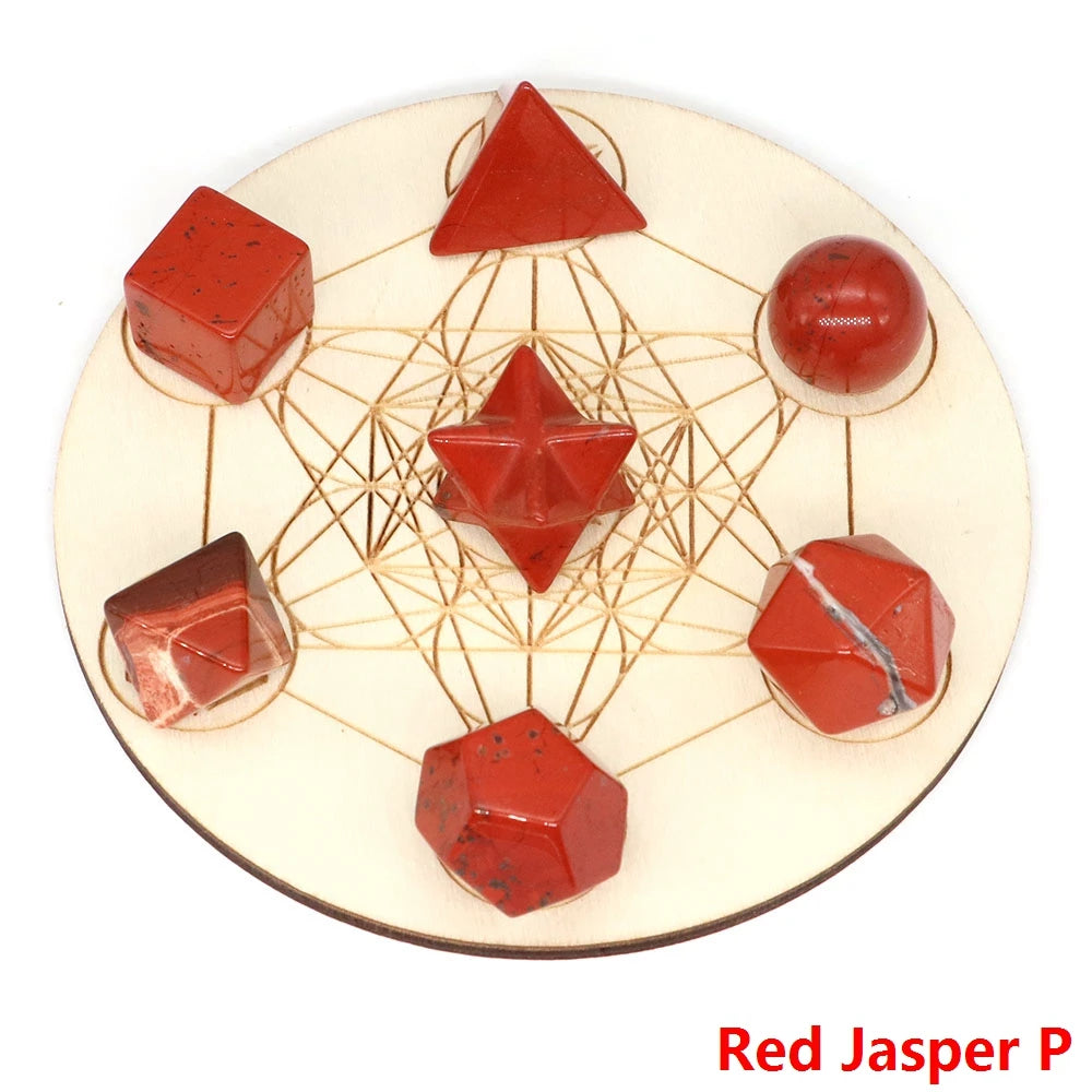 7Pcs/Set Platonic Crystal Solid Geometry Stone for Reiki Healing Chakra Gemstone Balancing Lucky Geometric Polyhedron Home Decor
