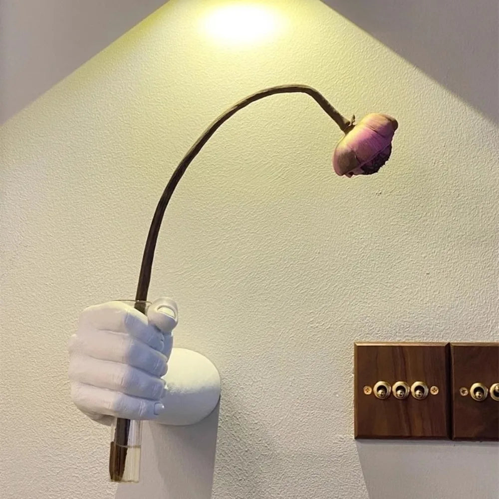 Simulations Hand Flower Wall Vase Decorative Flowers Resin Wall Mounted Vase Vase Art Handmade Decorative Vases Home