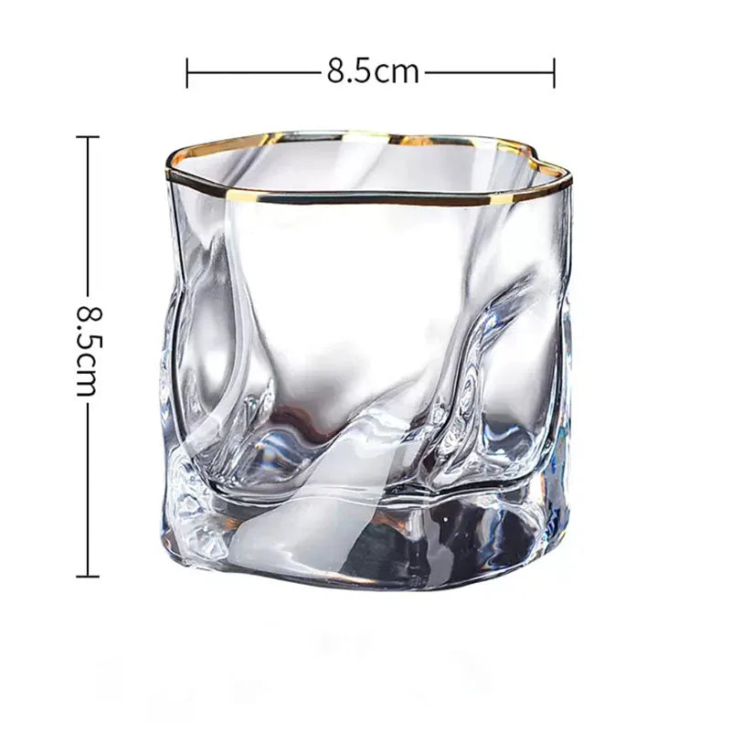 2pcs Set 280ml Golden Edged Irregular Glass Cup Twist Coffee Cup Cafe Juice Milk Mugs Hotel Restaurant Household Exquisite Gift