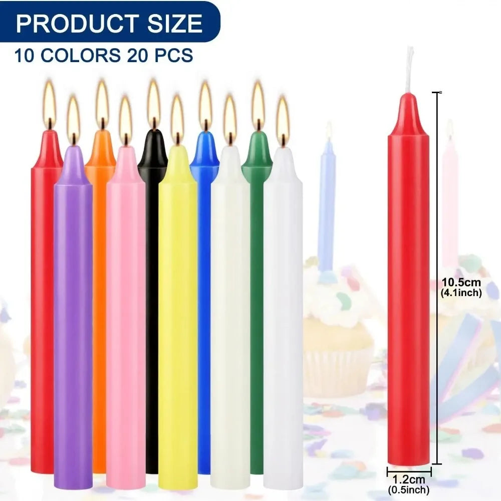 Premium Colorful Mini Taper Candles 20pcs 4 Inches Tall Unscented Suitable for Ceremonies Prayers Birthdays Meditation Altars