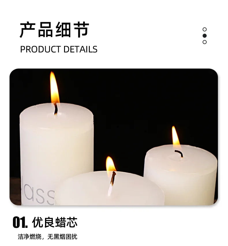 Classic European Ivory White Large Cylinder Candle Smokeless Tasteless Romantic Wedding Hotel Decoration Candle Holiday Supplies