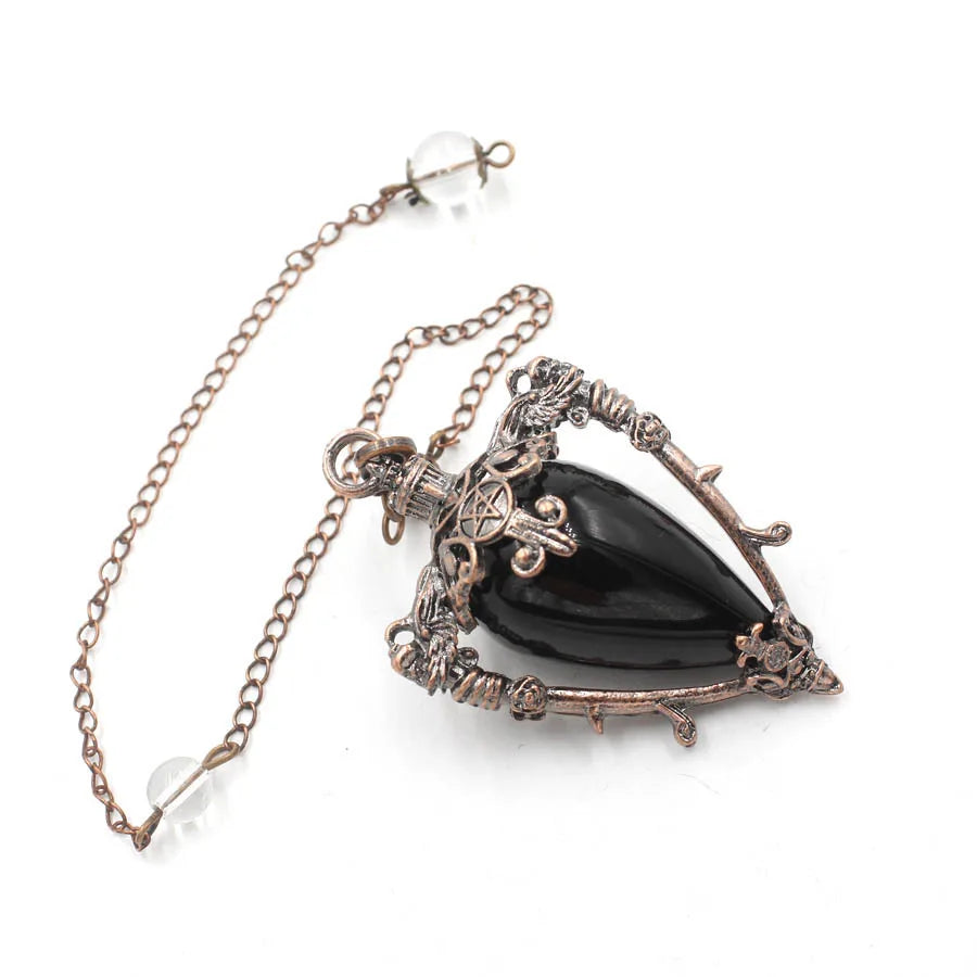Big Natural Stone Pendant Crystal Pendulums Divination Black Obsidian Amethysts Lapis Pink Quartz  Reiki Spiritual Pendulo X210