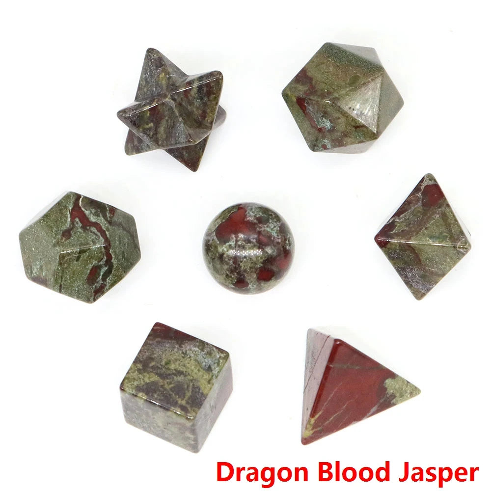 7Pcs/Set Platonic Crystal Solid Geometry Stone for Reiki Healing Chakra Gemstone Balancing Lucky Geometric Polyhedron Home Decor