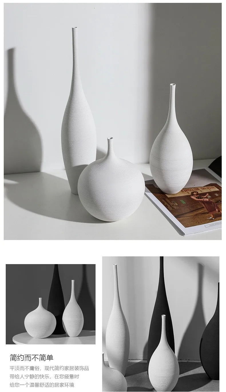 Handmade Ceramic Art Vase Pot Cabinet Table Decor Home Ornament Simple Modern Luxury Nordic Living Dining Bed Room Hall Black