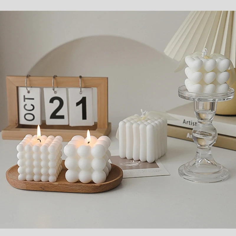 3D Bubble Cube Scented Candle Home Decoration Handmade Candles Wedding Birthday Candles Room Decor Props for Photos  Ins Style