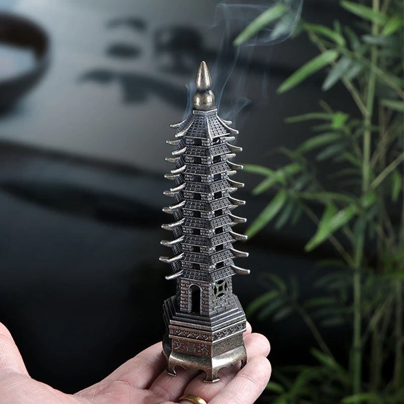 Chinese Pagoda Vertical Incense Burner Home Decor Sandalwood Burner 10.5cm Line Incense Stick Holder Incense Ornaments Tea Room