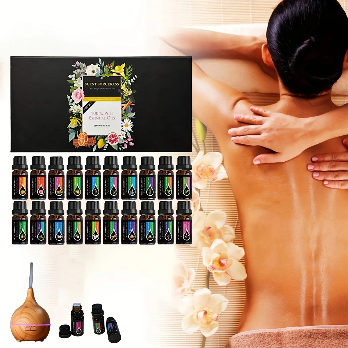 Christmas Essential Oil Set Lavender Eucalyptus Sweet Orange Lemon 20Pcs/Set Massage Spa Aroma Fragrance Oil Humidifier Diffuse