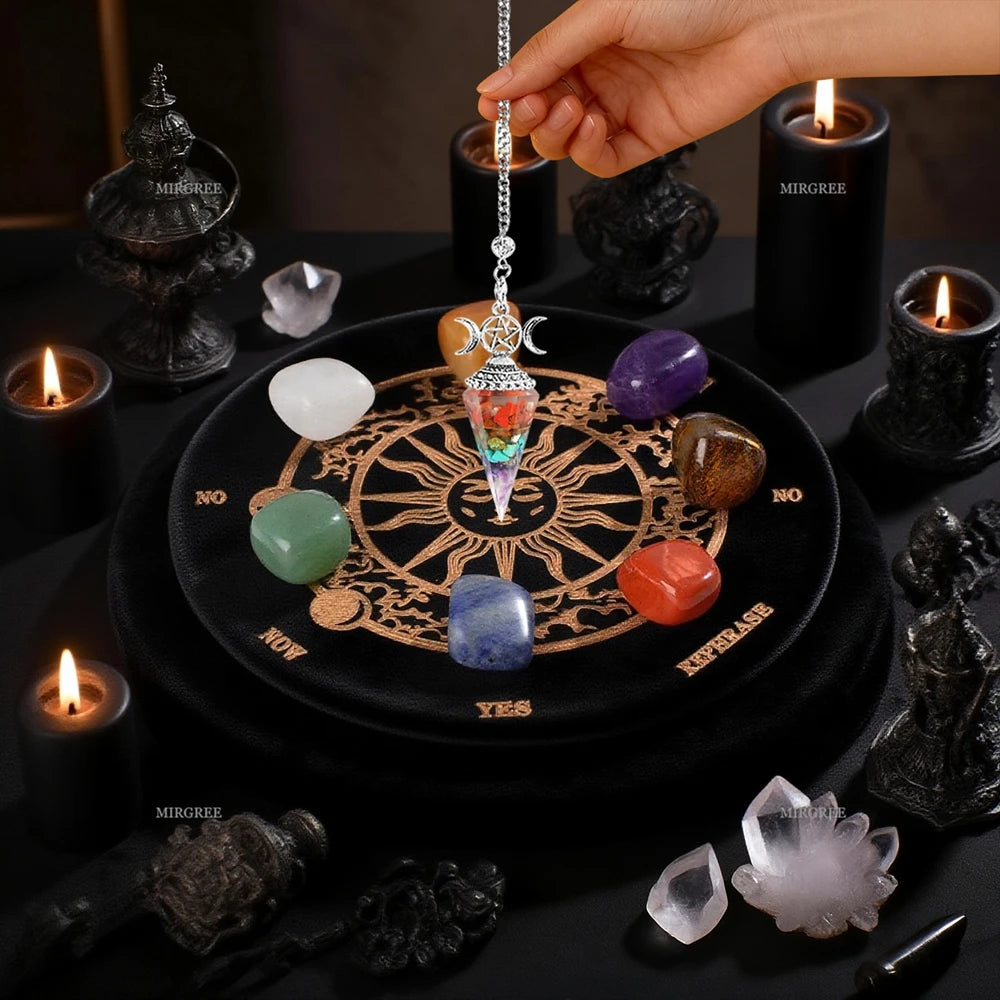 9/12pcs Amethyst and Crystal Pendulum Set with Divination Board - Perfect for Meditation and Divination