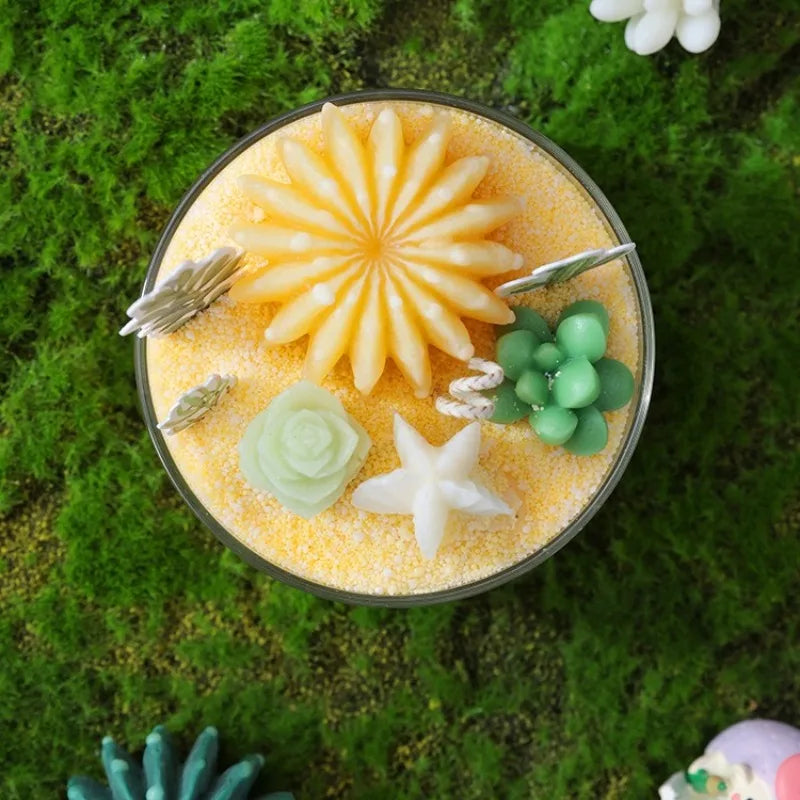 1PC DIY Scented Candles Succulent Fragrance Indoor Plants Cactus Sand Painting Handmade Wedding Souvenir Home Decoration