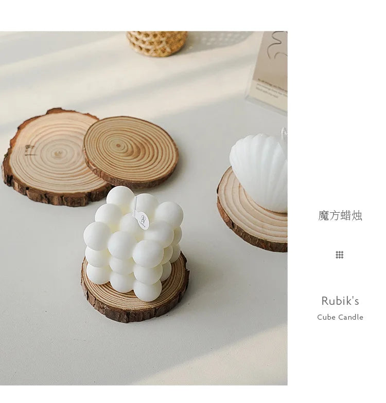 3D Bubble Cube Scented Candle Home Decoration Handmade Candles Wedding Birthday Candles Room Decor Props for Photos  Ins Style