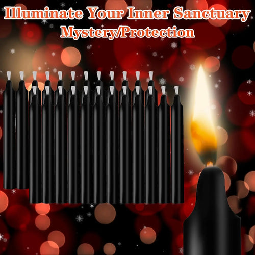 24 Pcs 4* 0.5in (10.2*1.2cm) Black Small Rod Wax, Drip-Free, Smoke-Free and Fragrance-Free Household Dinner Candles, Hand-Pulled, High-Quality, Suitable for All Places, Various Holidays.