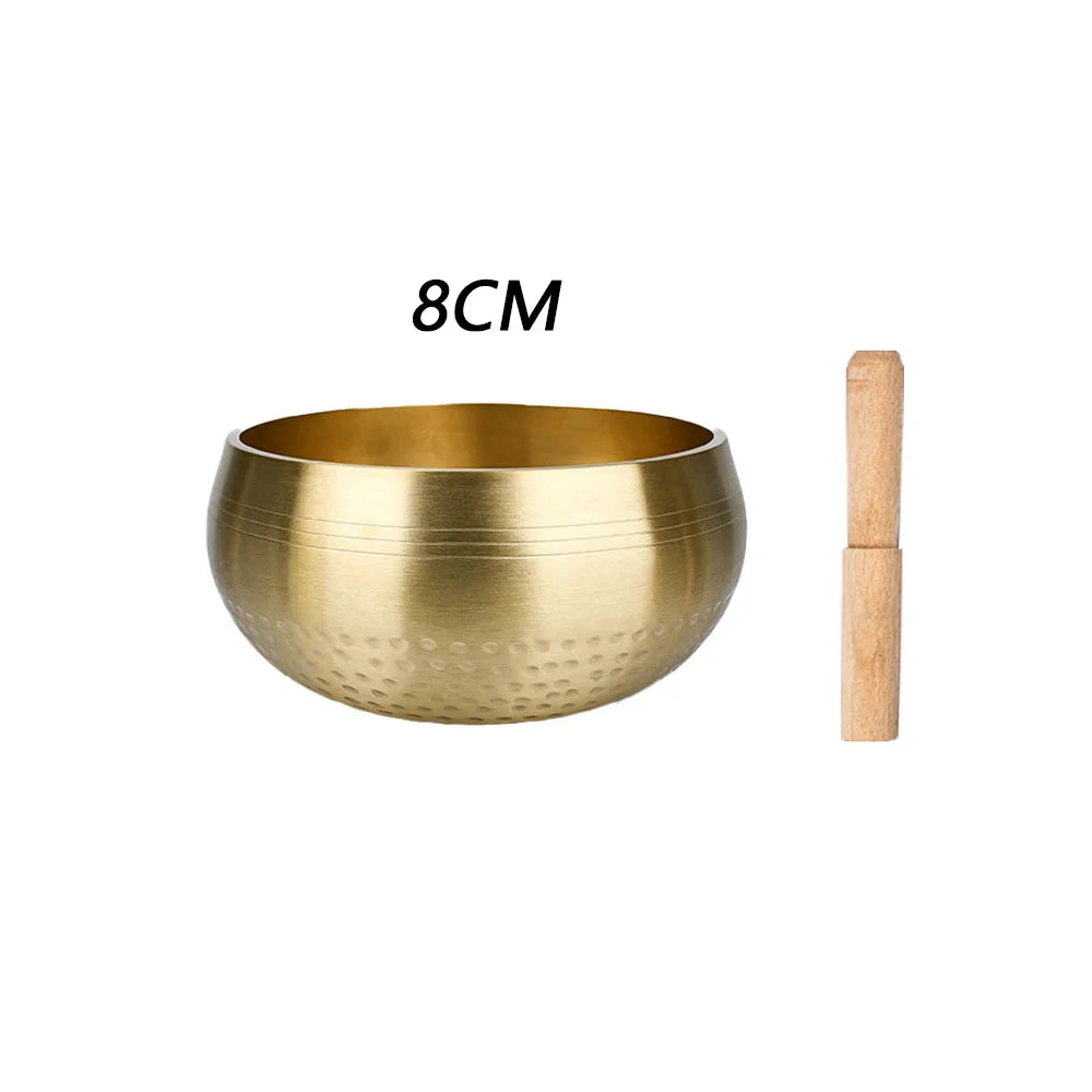 Tibetan Sound Therapy Singing Bowl Handmade Brass Sing Bowl Yoga Meditation Buddha Sound Bell Healing Stress Relief Instrument
