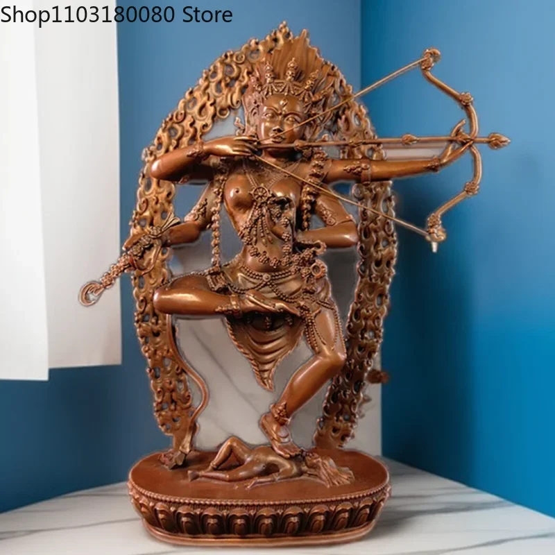27cm Red Copper carving Kurukulle Buddha statue Nepal Tibet Buddhism Red Tara goddess statue Large sculpture
