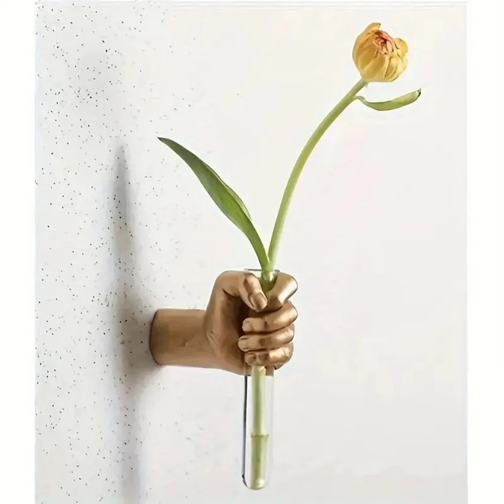 Simulations Hand Flower Wall Vase Decorative Flowers Resin Wall Mounted Vase Vase Art Handmade Decorative Vases Home