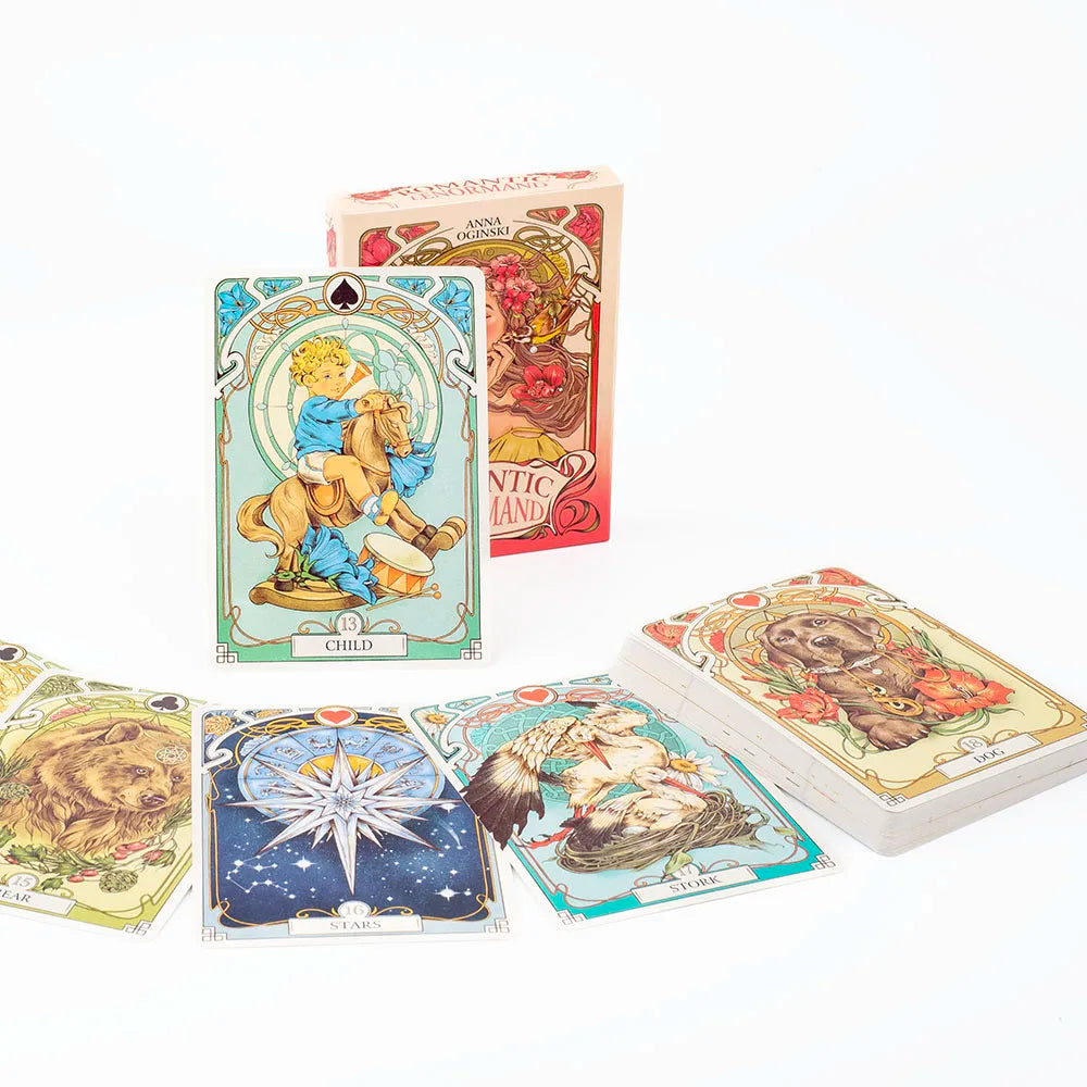 Romantic Lenormand Oracle Cards  37 Pcs Deck 10.2x7.2cm English Vision Art Nouveau Floral Motifs for Party Board  Playing Games