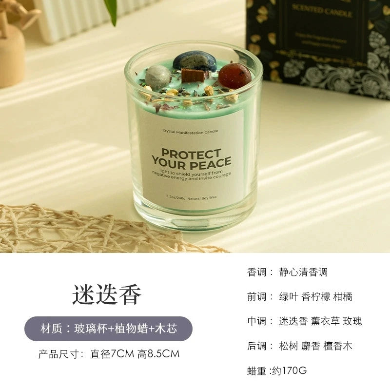 1 pc Crystal-Cut Glass Candle Romantic Soy Wax Scented Gift for Birthday & Home Decor, Luxury Guest Present