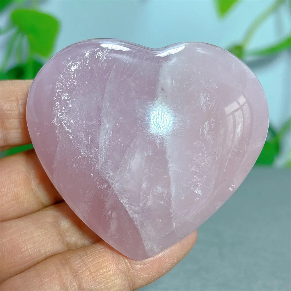 Rose Quartz Heart Crystal Natural Stone Quartz Stone Minerals Home Decoration Reiki Craft Gifts Energy Healing Luck Love