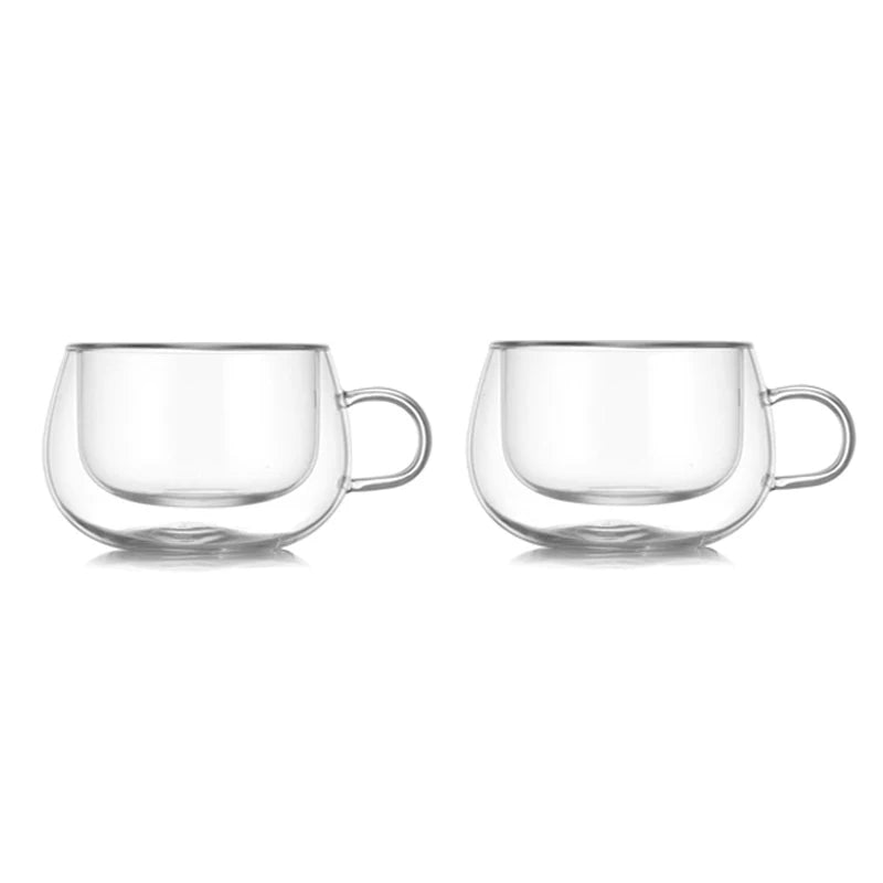 100/200ml Double Walled Glass Coffee Cup Set Clear Espresso Cups With Handle Heat-resisting Glass Cup For Milk Latte Tea