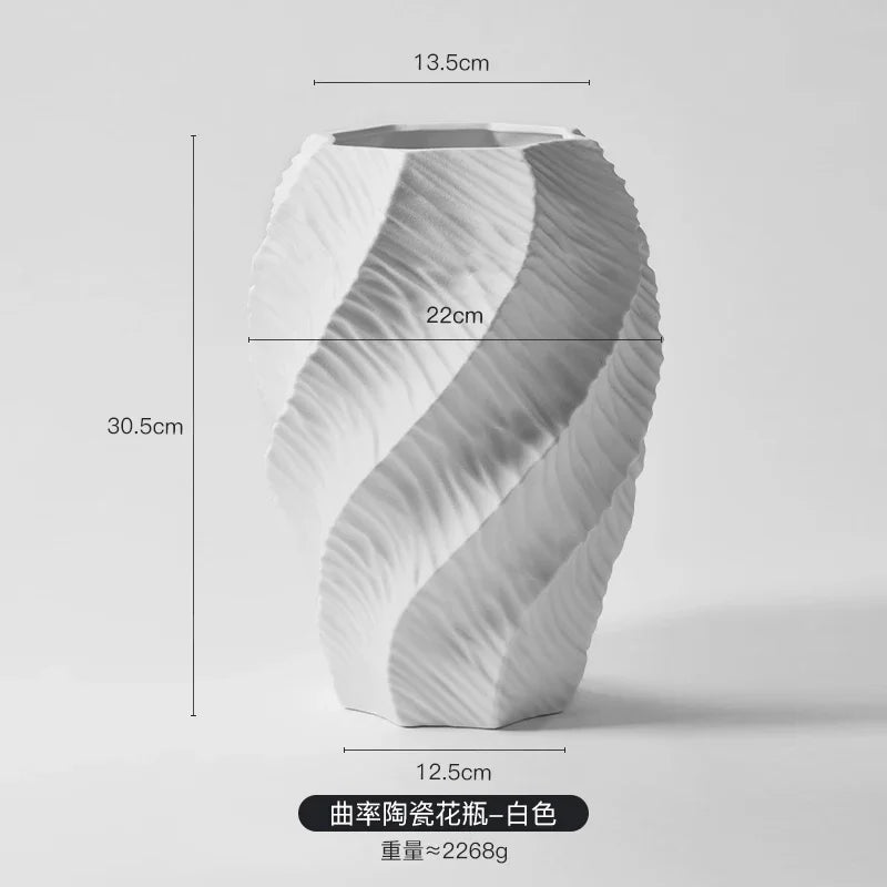 Italian Minimalist Style Living Room Decoration Handmade Solid-Color Vase Light Luxury Artistic Photography Props Ceramic Vase