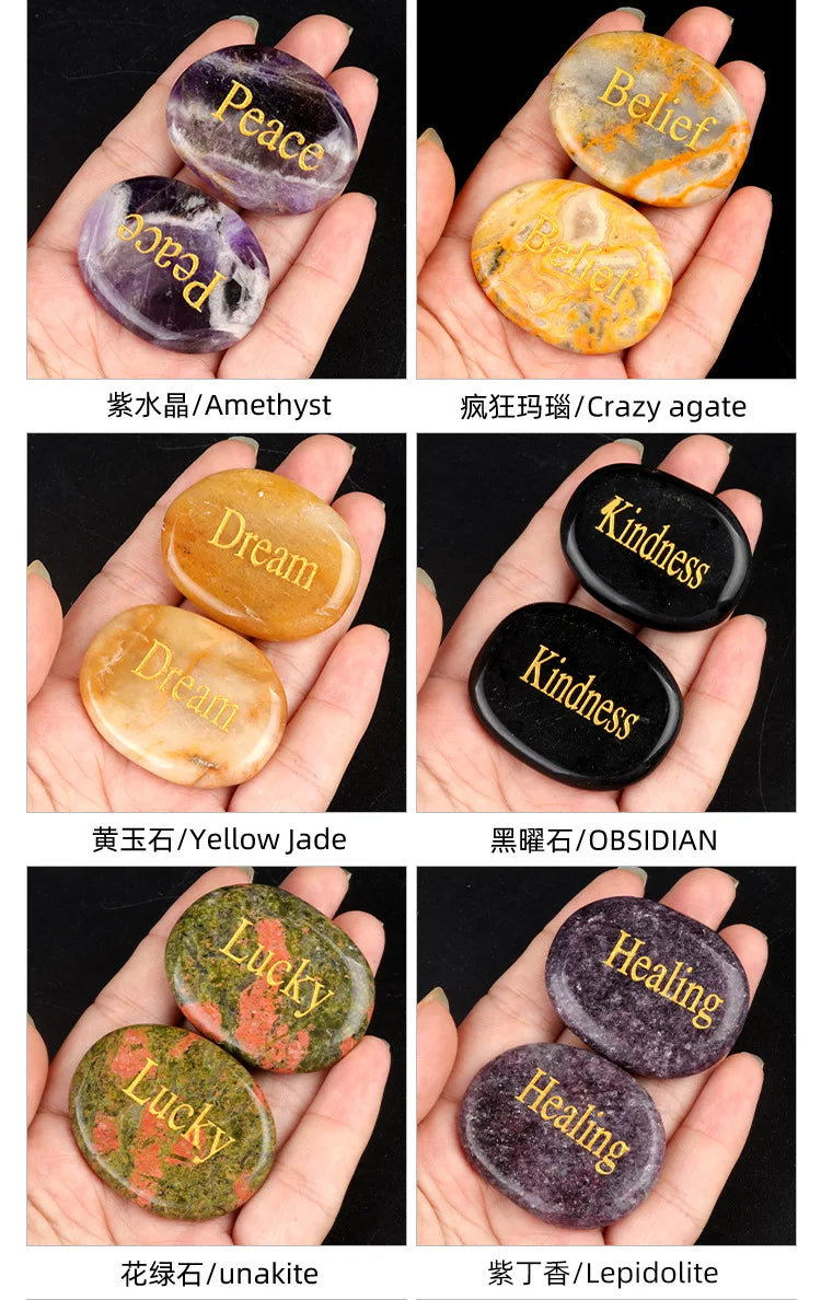 Natural Crystal Stone Ornaments Ellipse Inspirational Room Decor Healing Crystals Energy Feng Shui Jewelry Decoration 40-45mm