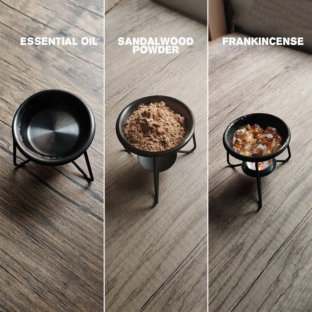 Resin Frankincense Essential Oil Diffuser Set Metal Candle Incense Burner for Meditation Yoga Home Church Ceremony Citrus Scent