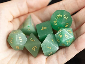 TUMBEELLUWA 7Pcs/Set Natural Crystal Stone Polyhedral DND Dice Set For RPG MTG Table Games Home Decoration