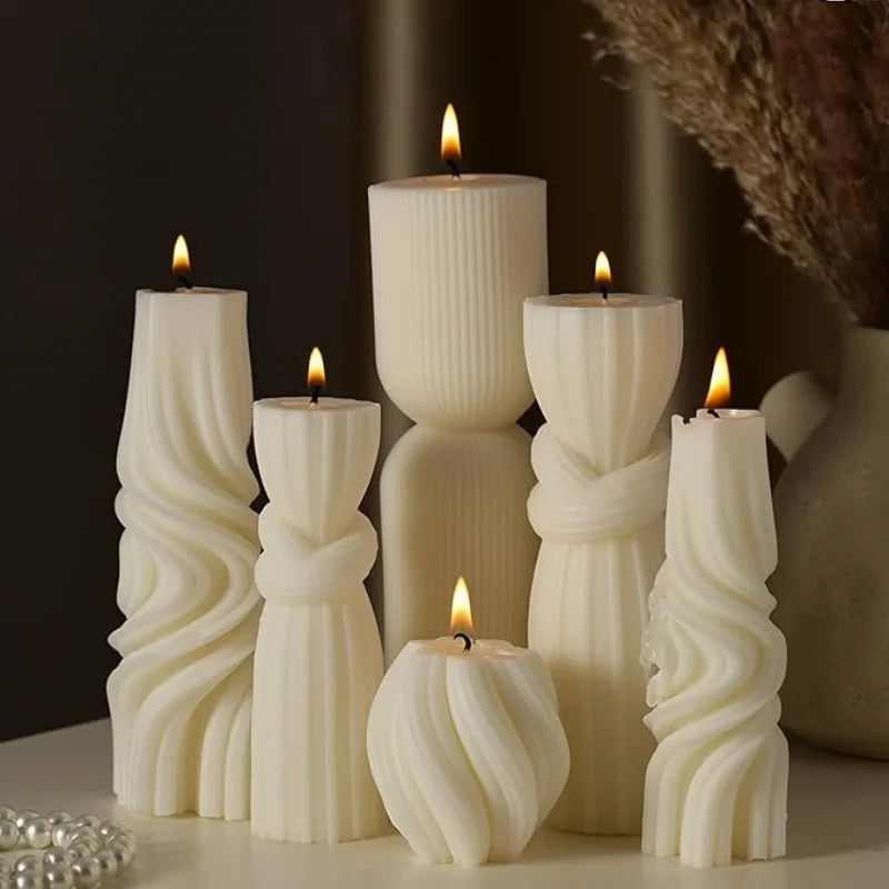 Aromatherapy candles, large pillar ribbed decorative candles, soy wax, suitable for gifts, room shelves, home ribbed decoration