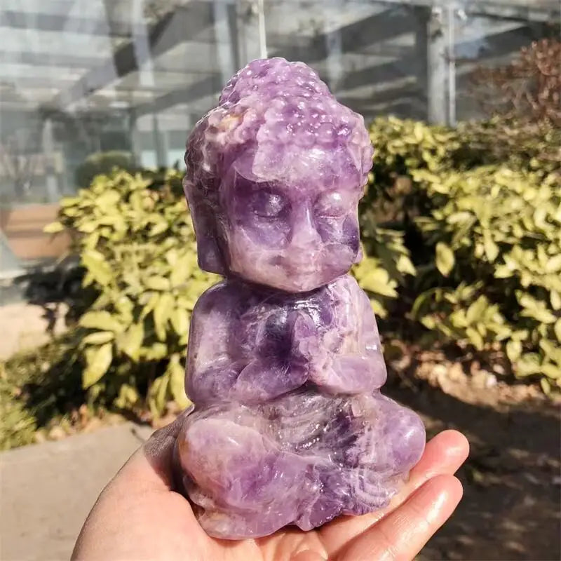 Natural Dream Amethyst Buddha Statue Carving Figurine Ornament Feng Shui Craft Home Decor Stone Gift 1pcs
