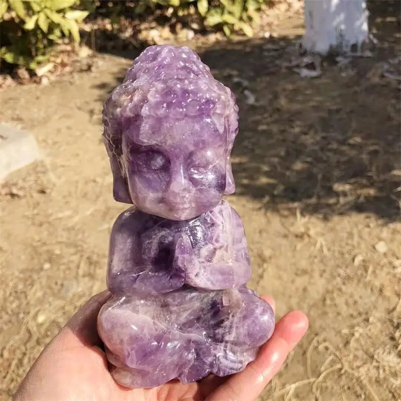 Natural Dream Amethyst Buddha Statue Carving Figurine Ornament Feng Shui Craft Home Decor Stone Gift 1pcs