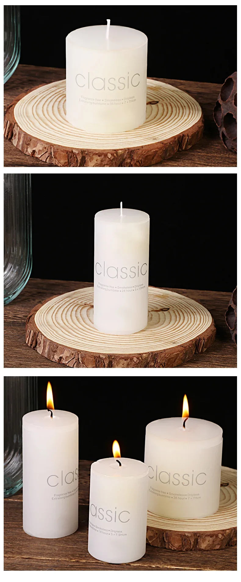 Classic European Ivory White Large Cylinder Candle Smokeless Tasteless Romantic Wedding Hotel Decoration Candle Holiday Supplies