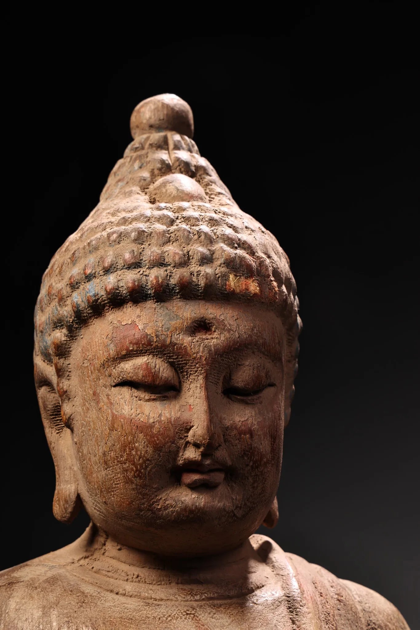 14"Old Wood Carving Painted Da Ri Tathagata Buddha Shakyamuni sitting Buddha Amitabha Worship Hall Town house