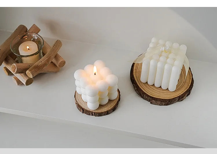 3D Bubble Cube Scented Candle Home Decoration Handmade Candles Wedding Birthday Candles Room Decor Props for Photos  Ins Style