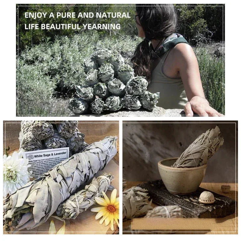 Natural White Sage Bundle Smudge Sticks Home Purification Pure Leaf Purification Meditation Portable Energy Cleansing Bundles
