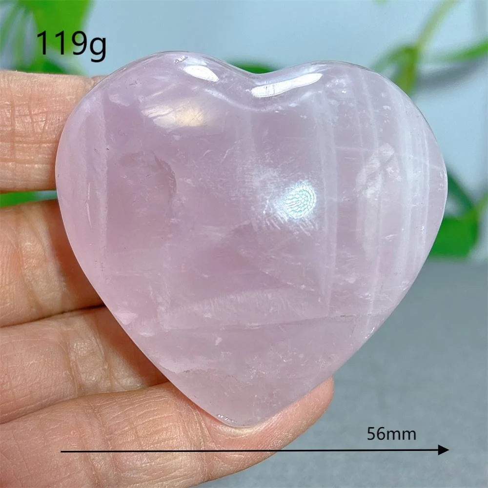 Rose Quartz Heart Crystal Natural Stone Quartz Stone Minerals Home Decoration Reiki Craft Gifts Energy Healing Luck Love