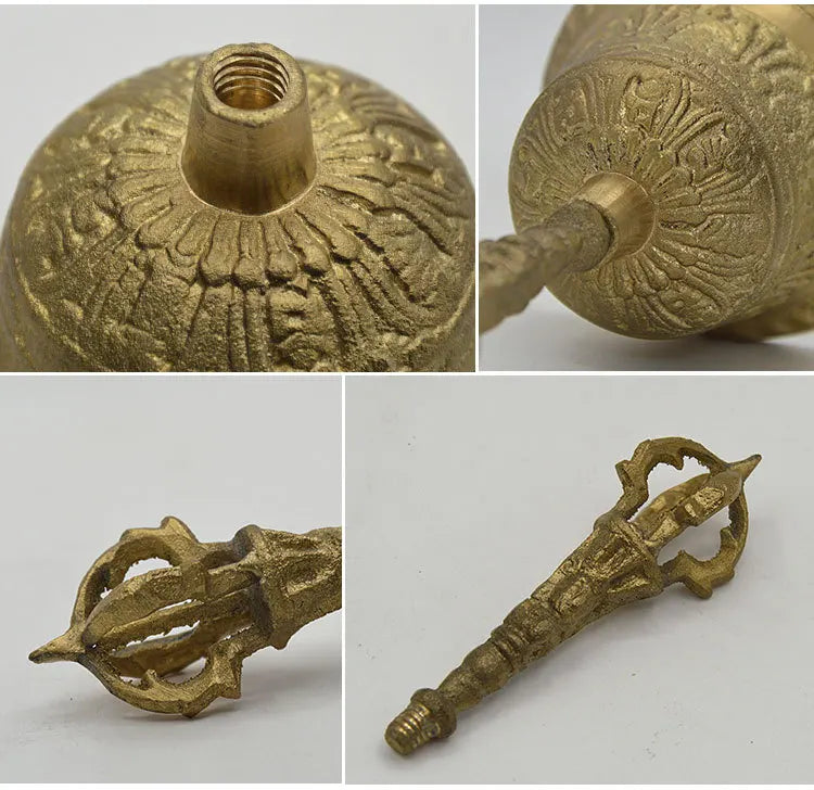 brass ritual bells Tibetan buddhist bells for Divination Wicca FengShui Loud Call Meditation Hand Bell  Prayer Alarm copper