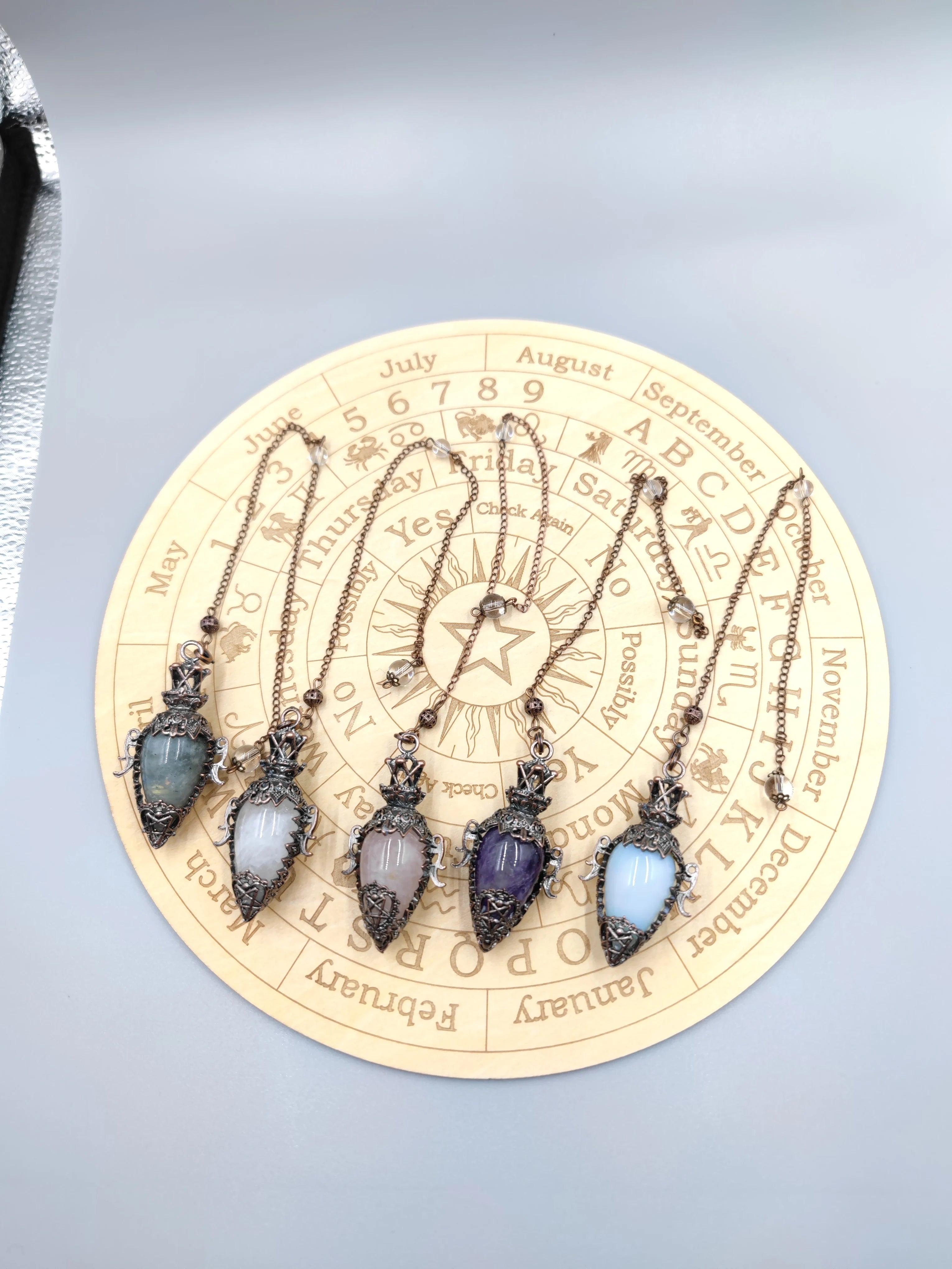 Big Natural Stone Pendant Crystal Pendulums Divination Black Obsidian Amethysts Lapis Pink Quartz  Reiki Spiritual Pendulo X210