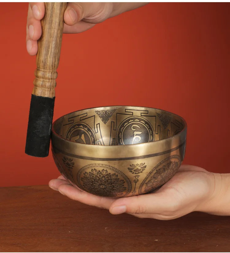 Nepal Handmade Tibetan Bowl Yoga Sound Healing Brass Tibetan Singing Bowls Professional Meditation Bowl Instruments Mindfulness