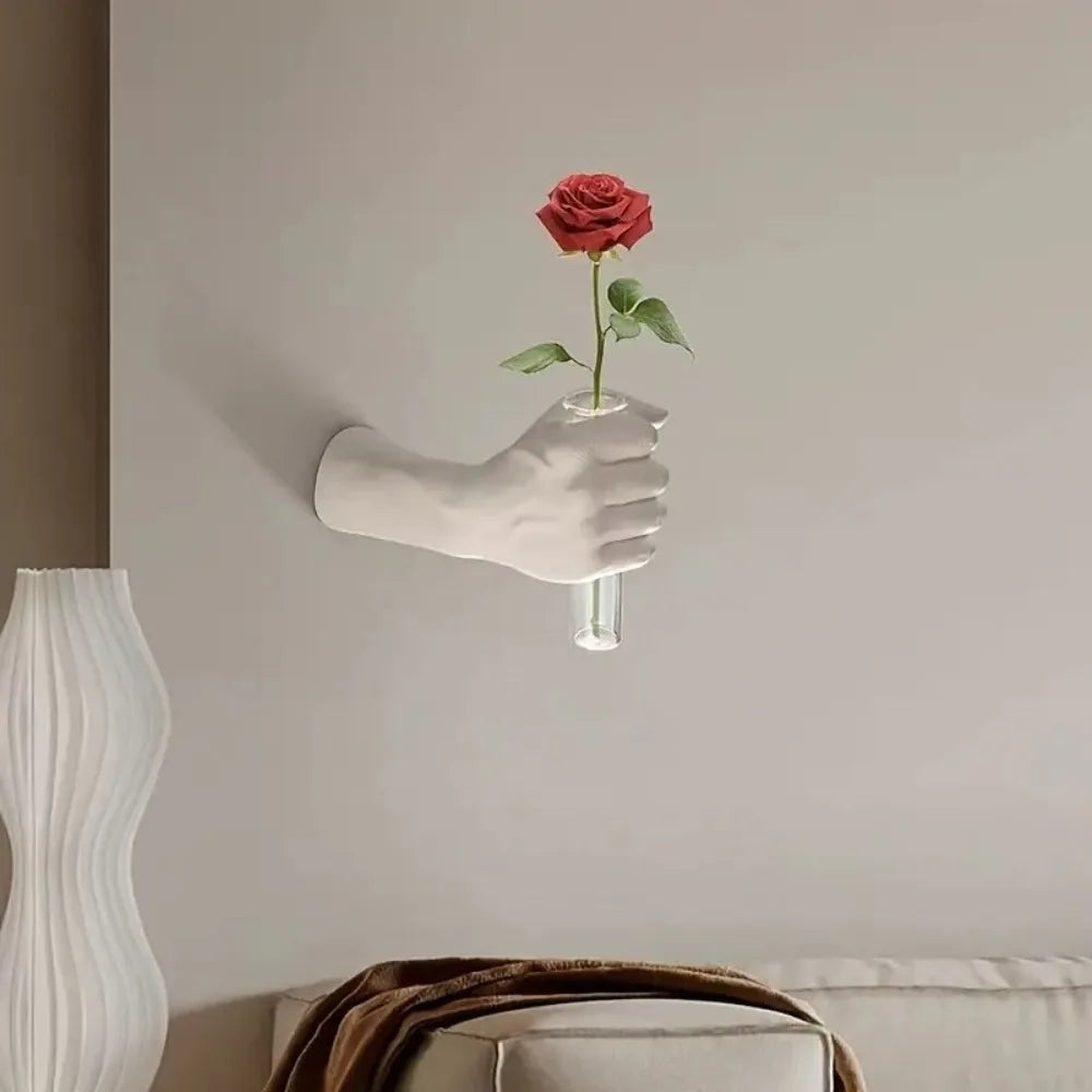 Simulations Hand Flower Wall Vase Decorative Flowers Resin Wall Mounted Vase Vase Art Handmade Decorative Vases Home