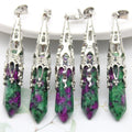 10pcs Crystal Pendulums for Dowsing Divination Natural Gem Stone Quartz Crystal Obsidian Hexagon Pendant For DIY Jewelry Making