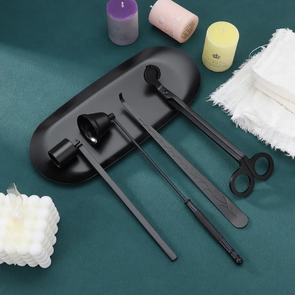 5-1 Candle Care Kit Stainless Steel Candle Wick Trimmer Snuffer Candle Differ Tray Scented Accessories Home Tools DIY Gifts