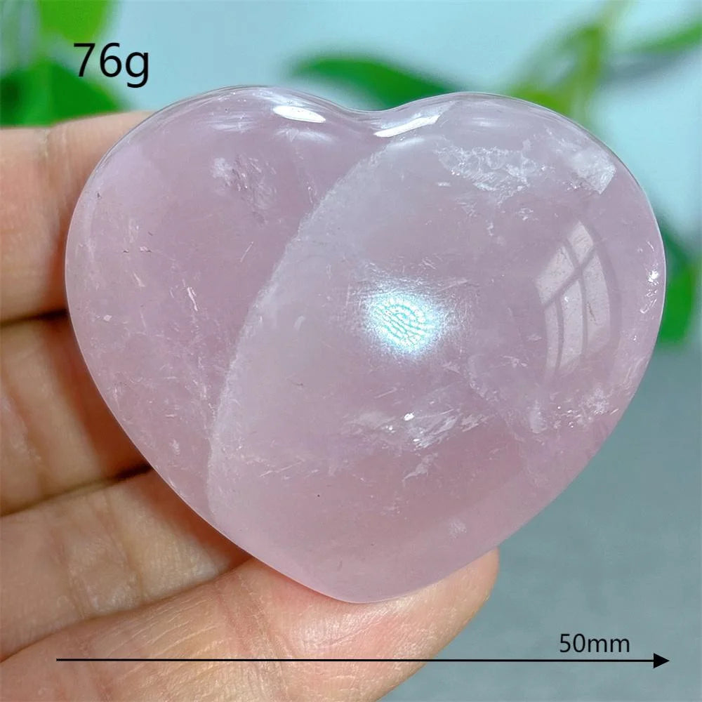Rose Quartz Heart Crystal Natural Stone Quartz Stone Minerals Home Decoration Reiki Craft Gifts Energy Healing Luck Love